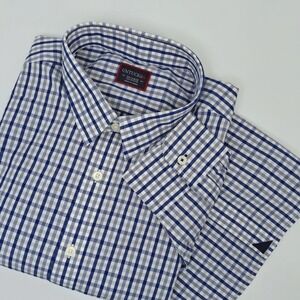 UNTUCKit Almaden Shirt Mens XXL Blue Grey Gingham Check Cotton Regular Fit New